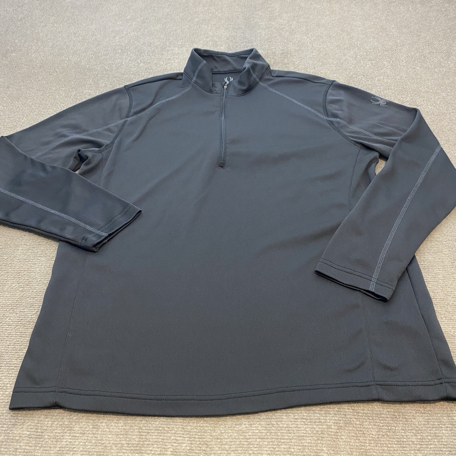 Spyder Sweater Mens XL Black 1/4 Zip Mock Performance Pullover Core Base Active