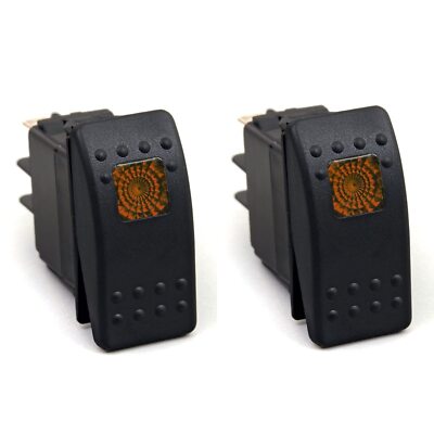 2 PCS 12V 20A  LED On/Off Boat Marine SPST 3P Rocker Switch with Orange Light