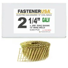 2-1/4" x .099 RING GALV COIL NAILS 15-DEG WIRE 9,000ct | CN214099RG