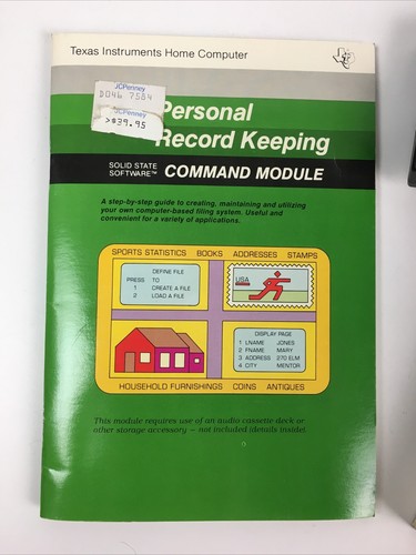 TI-99/4a Video Game - Cart Manual Box - Personal Record Keeping - Picture 2 of 4