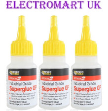 3 X SUPER GLUE SUPERGLUE INDUSTRIAL GRADE CYANOACRYLATE ADHESIVE 20 GRAM BOTTLES