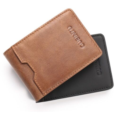 Genuine Leather RFID Blocking Card Holder Vintage Bifold Money Clip Wallet  Man - Picture 1 of 14