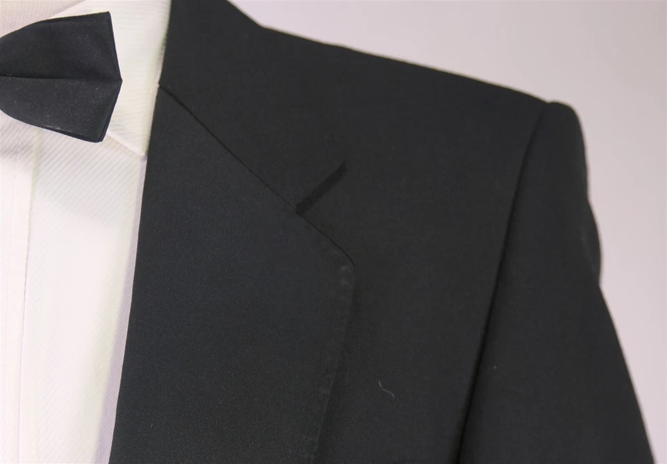 Mr Harry Black 1-Btn Formal Notch Lapel Tuxedo Wool Suit Made in England 38S - Image 4 of 4