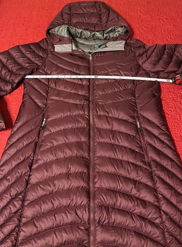 LL Bean Womens LARGE Ultralight 850 Down Hooded LONG Coat Jacket Parka Dark Plum - Picture 11 of 21