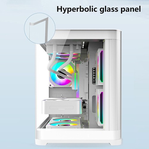 270 Degree Transparent Curved Surface PC Case Desktop Computer Tower - Afbeelding 12 van 14