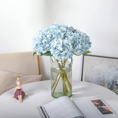 Blue Hydrangea Artificial Flowers - 6Pcs Faux Hydrangea Flowers, Fake Flowers...