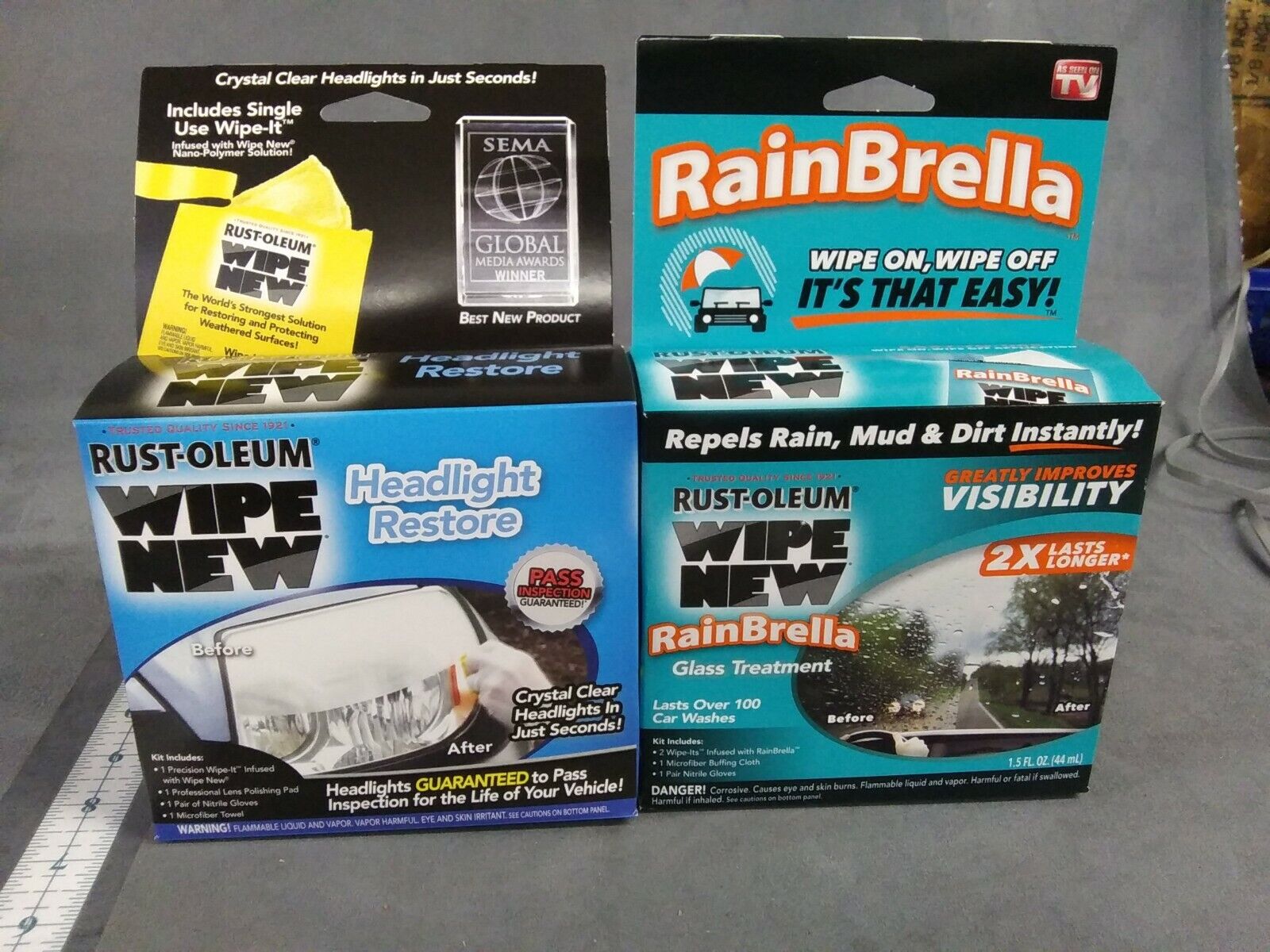 Rust-oleum Wipe RainBrella and Headlight Restore New in Package