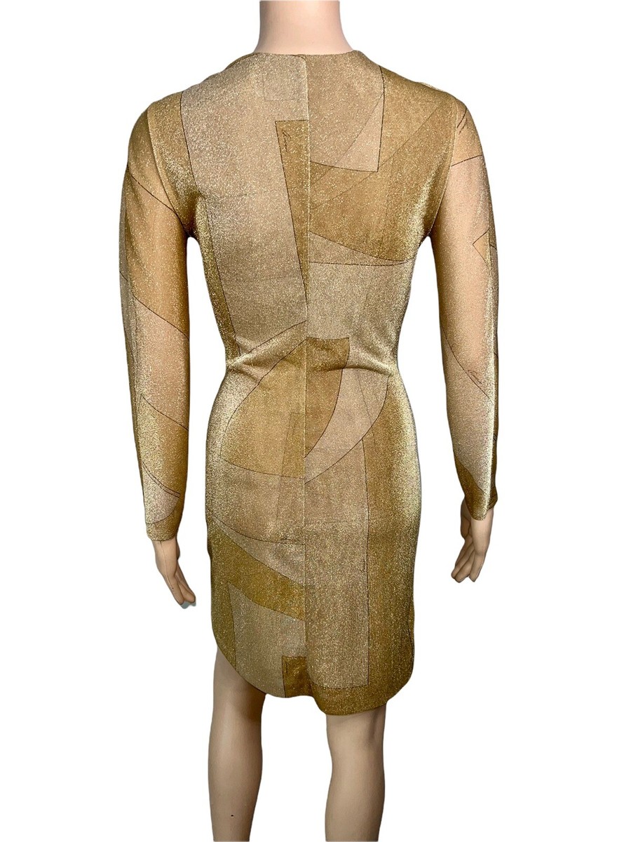 Tom Ford for Gucci F/W 2000 Runway Plunged Neckline Metallic
