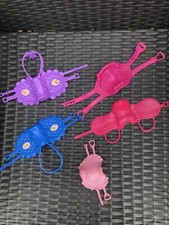 Bundle Of Plastic Toy Horse / Pony Saddles Pink Blue Purple