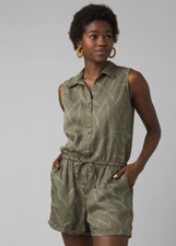 NEW prAna RYE GREEN LEAVES WEEKEND ESCAPE ROMPER SZ XS EXTRA SMALL