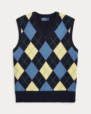 Polo Ralph Lauren Argyle Cashmere-Blend Sweater Vest Navy Polo Ralph Lauren Argyle Cashmere-Blend Sweater Vest Navy