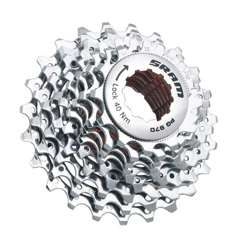 Sram PG-970 9 Speed Cassette Bicycle MTB Mountain Bike 11-23T Polished Silver - Picture 3 of 8