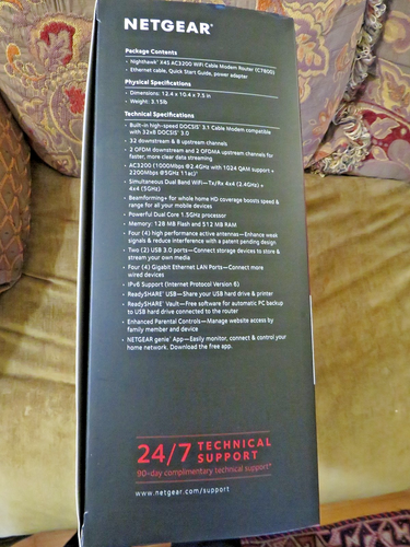 NETGEAR C7800 NIGHTHAWK X4S AC3200 WIFI CABLE MODEM ROUTER OPEN BOX - COMPLETE - Afbeelding 12 van 13