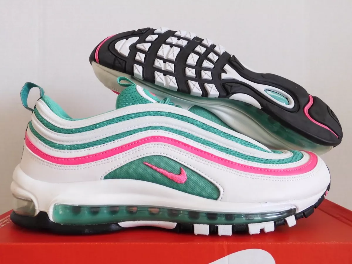 NIKE AIR MAX 97 SOUTH BEACH WHITE PINK BLAST KINETIC GREEN SZ 10