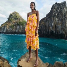 FARM RIO NWT $245 Banana Taste Layered midi Dress sz L