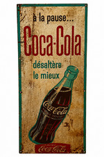 Grande Plaque Publicitaire Coca Cola Ancienne 100cm Déco Industrielle Bar
