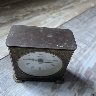 Vintage Tiffany & Co. Portfolio Brass Desk Clock Quartz Germany