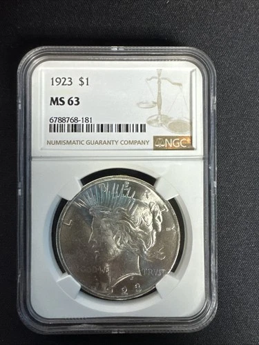 1923 Peace Dollar NGC MS63 • High Grade 90% Silver • Beautiful Uncirculated Coin
