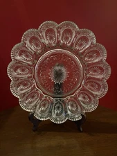 L.E. Smith Vintage Heritage Glass Deviled Egg Tray 11.5 Inch Clear