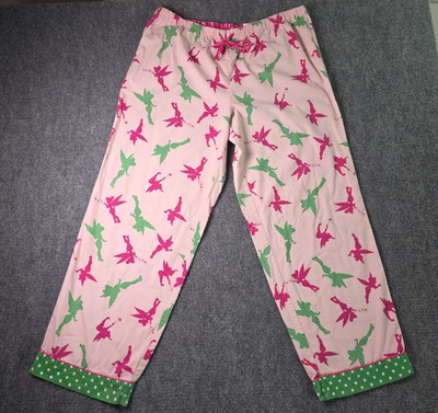 Disney Vintage 2 Tinker Bell PJ Pants Women s XL Pink Cotton Y2K Elastic Waist