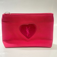 YVES SAINT LAURENT Heart Logo Cosmetic Pouch Makeup Bag case Vivid Pink YSL