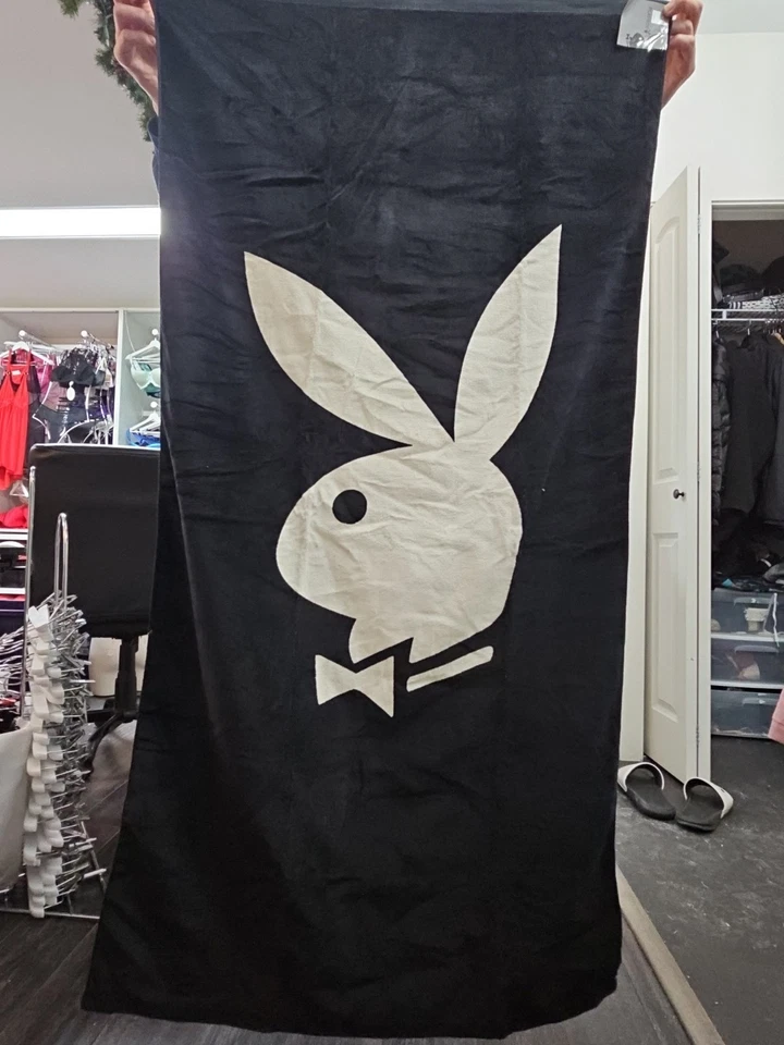 Toalla de playa/sábana de baño Playboy clásica cabeza de conejo rara de colección - coleccionable Foto 2 de 4