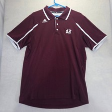 Adidas Men's Polo Shirt Maroon White L Climalite Performance 741