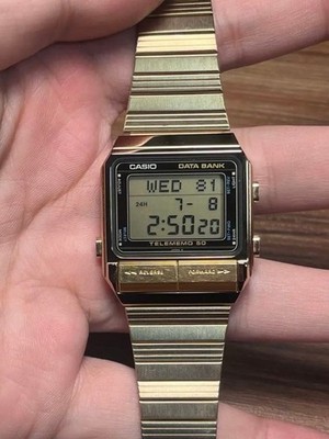 CASIO DATA BANK DB-500G Gold Digital Watch Working
