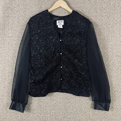 Jeffrey Dara Tom Barra Jacket 14 Evening Black Sheer Fairy Goth Whimsical E228