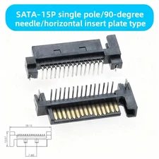 10pcs SATA 15P male socket single pole/90-degree needle/horizontal insert plate