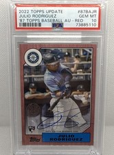 2022 Topps Update - Julio Rodriguez  Auto #'d /25 - Red 1987 PSA 10 Mariners