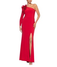 Xscape Red Asymmetric One Sleeve Gown Women Size 6 Ruffle Long Evening Dress NWT