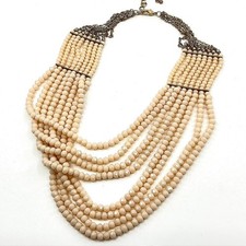 Vintage Champagne Blush Faceted Bead Multi-Strand Statement Necklace Classic Y2K