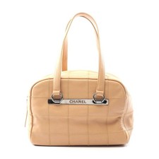 Chanel Caviar Skin Chocobar Handbag Women Beige One Size