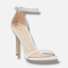 Stuart Weitzman Women's White Nudistcurve 100 Sandals Shoes Size 6.5B