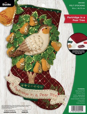 Bucilla Partridge in a Pear Tree Stocking KIT 89445  SEALED 18'' FREE SHIPPING