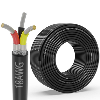 18 Gauge 3 Conductor Shielded Wire 100FT, UL2464 18 AWG 3 Shielded Cable Tinned