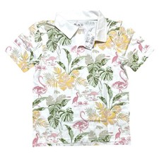 The Children's Place Tropical Print White Polo Top size 7/8 New