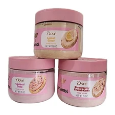 Dove X Crumbl Body Scrub Strawberry Crumb Cake Confetti & Lemon NEW   Set Of 3
