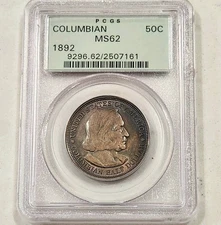 1892 Columbian Commemorative 50C Half Dollar ~ PCGS OGH Old Green Holder ~ Toned