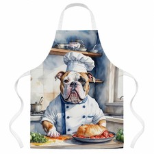 Caroline's Treasures American Bulldog Chef Apron Cooking Kitchen Server Baking