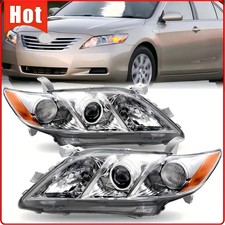 Pair Halogen Headlights For 2007 2008 2009 Toyota Camry Chrome Housing Projector Pair Halogen Headlights For 2007 2008 2009 Toyota Camry Chrome Housing Projector
