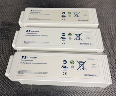 *Lot of 3* Covidien Battery 10086042, Puritan Bennett Lithium lon *2 Bars Charge