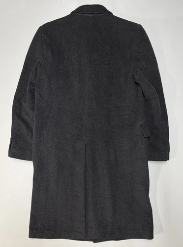 Vintage Stafford Executive Single Breast Black Overcoat Sz 38 Cashmere Wool EUC image 4