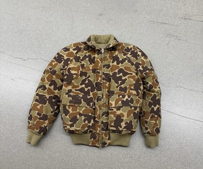 Vintage 80 s White Fir Duck Camo Goose Down Full Zip Puffer Jacket Men s Medium