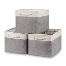 Baskets Set of 3 Storage Baskets for Organizing Large Fabric Storage Bins for...