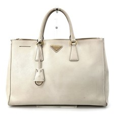 Rare! PRADA Galleria HandBag Saffiano Leather White Triangle Logo Authentic 0140