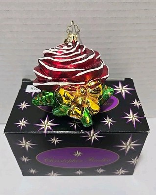 Vintage Christopher Radko Petal Perfect Glass Blown Rose Christmas Ornament 
