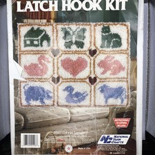 Vtg Latch Hook Kit Colonial Sampler National Yarn Crafts 20"x27" See Description