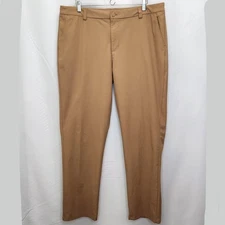 Willit Flat Front Golf Dress Pants Mens 38 38x32 Brown Performance Tech FF08